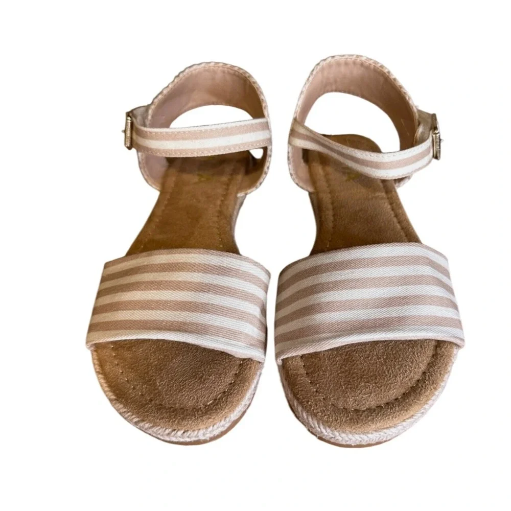 MIA Espadrille Sandals Ankle Strap Striped‎ Casual Shoes Size 3